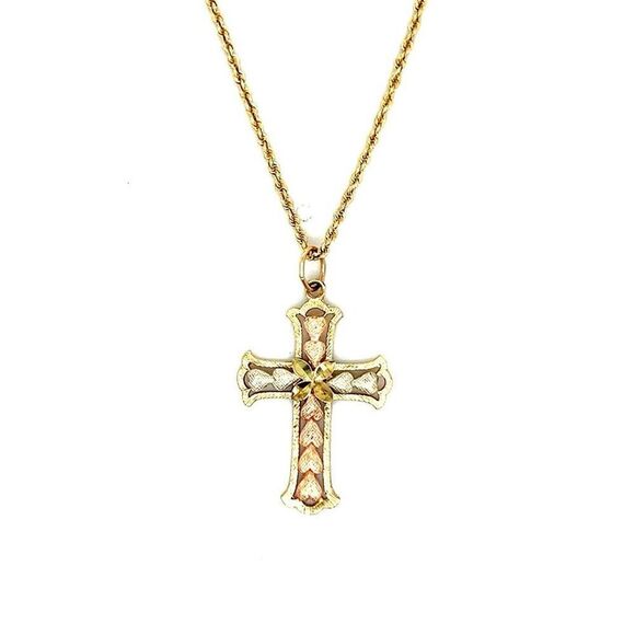 Gorgeous 14K Gold Cross Necklace - Picture 1 of 7